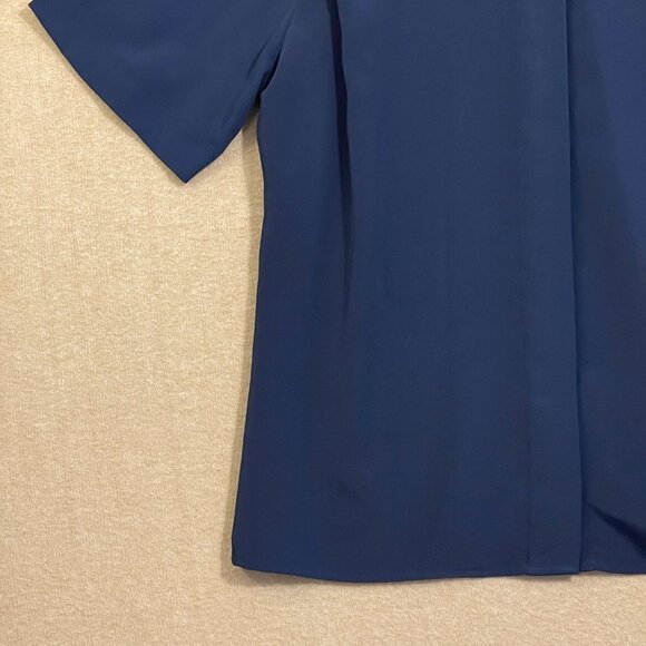 Notations Blouse Women's 10 Petite Navy Blue Short Sleeves - Picture 3 of 11